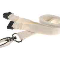 Total-Eco Bamboo Plain Lanyard Metal Lobster Clip 10mm - White - Pack of 100
