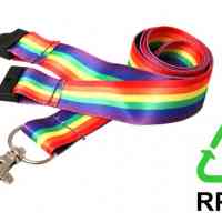 Total-Eco Rainbow 20mm Lanyard  - Recycled Material - Metal Hook - Pack of 50