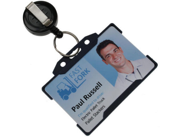 Badge Card Reel with Key Ring Black Pack of 50