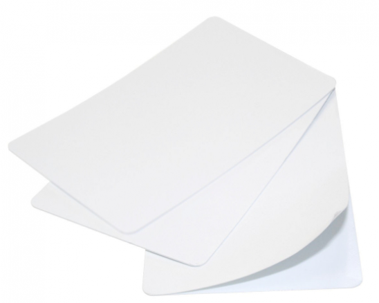 Plain White PVC Cards with Adhesive Backing