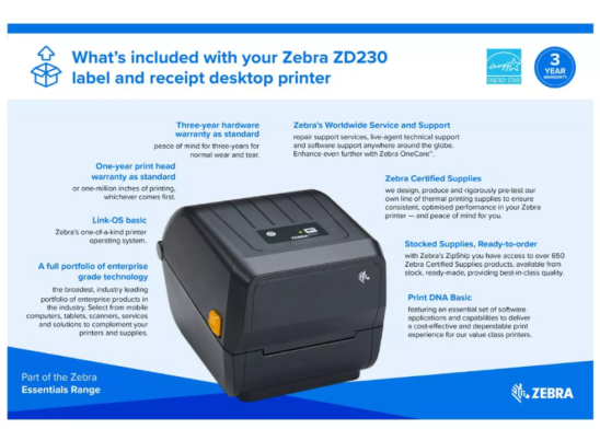 Zebra ZD230 4 Inch Value Desktop Label Printer 6