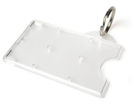 Clear Rigid Enclosed Card Holder + Key Ring - Landscape - Pack of 100 [ABELCKR]