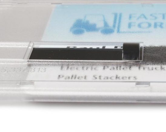 Enclosed Landscape Card Holder With Single Slider Black Bar Pack of 100 2