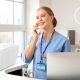 Healthcare desk telephone Adobe Stock 319526433 with ID card 300 icon