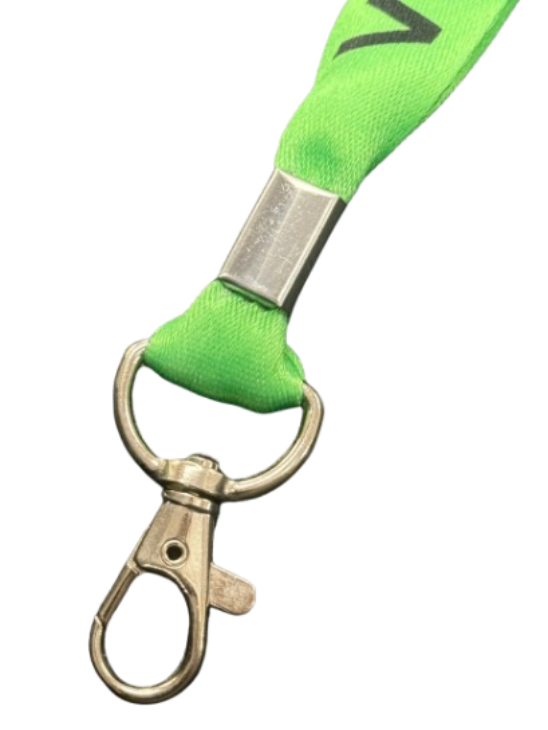 Green visitor lanyards metal attatchment